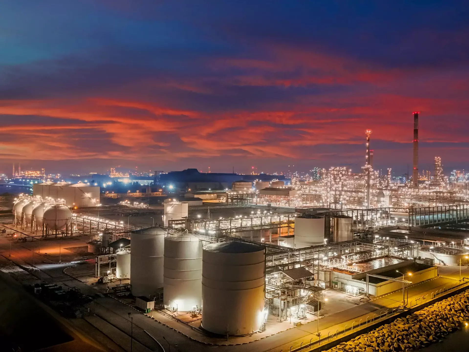Oil refinery with beautiful sky for oil or energy industry background Oil refinery with beautiful sky for oil or energy industry background